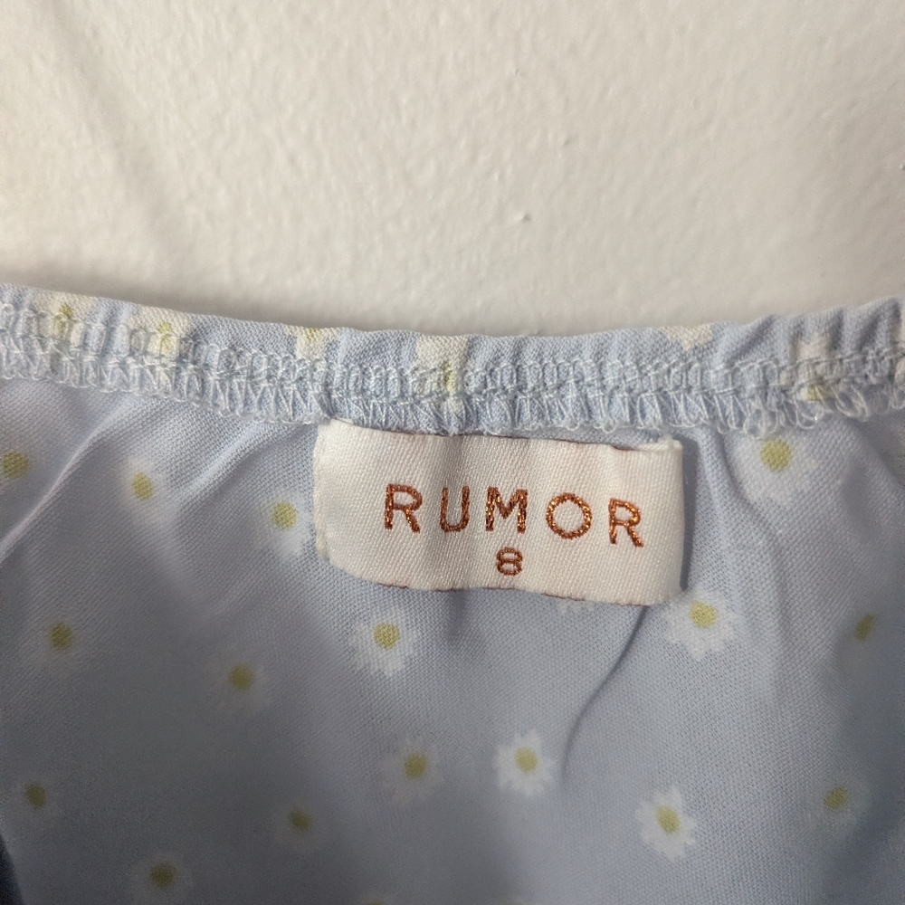 Rumor Baby Blue Daisy Floral Mini Dress With Slit Size 8 - Picture 3 of 5